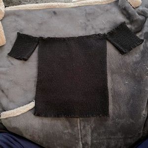 Black Off-the-Shoulder Crop Top